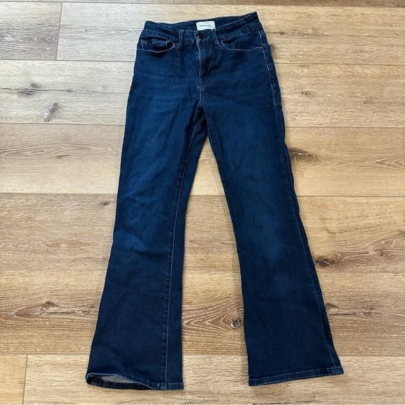 Frame Le Crop Mini Boot Women's Mid-Rise Medium/Dark Wash Denim Size 26 GUC - Picture 2 of 7